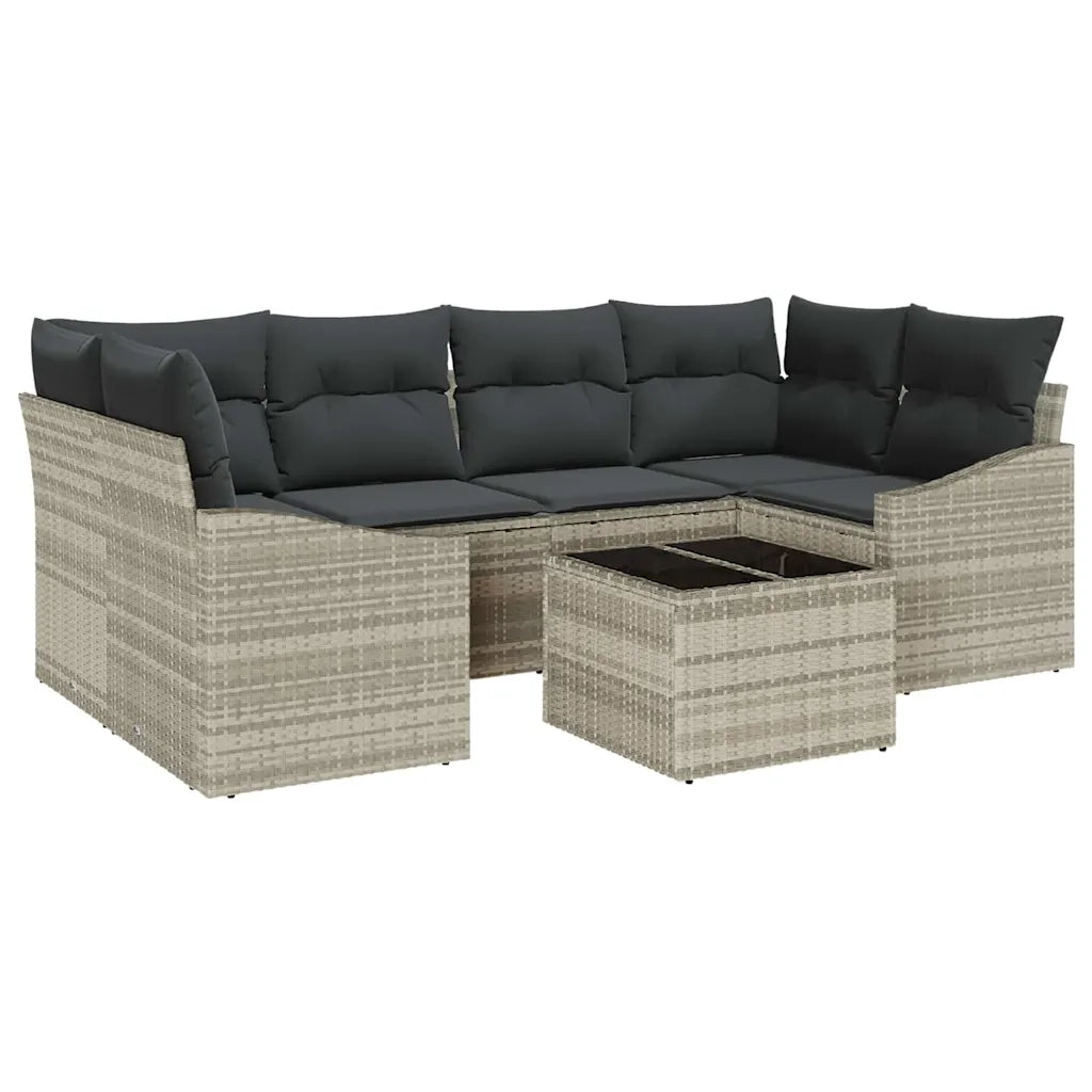 Set di divani 7 pcs Grigio chiaro e grigio scuro polyrattan