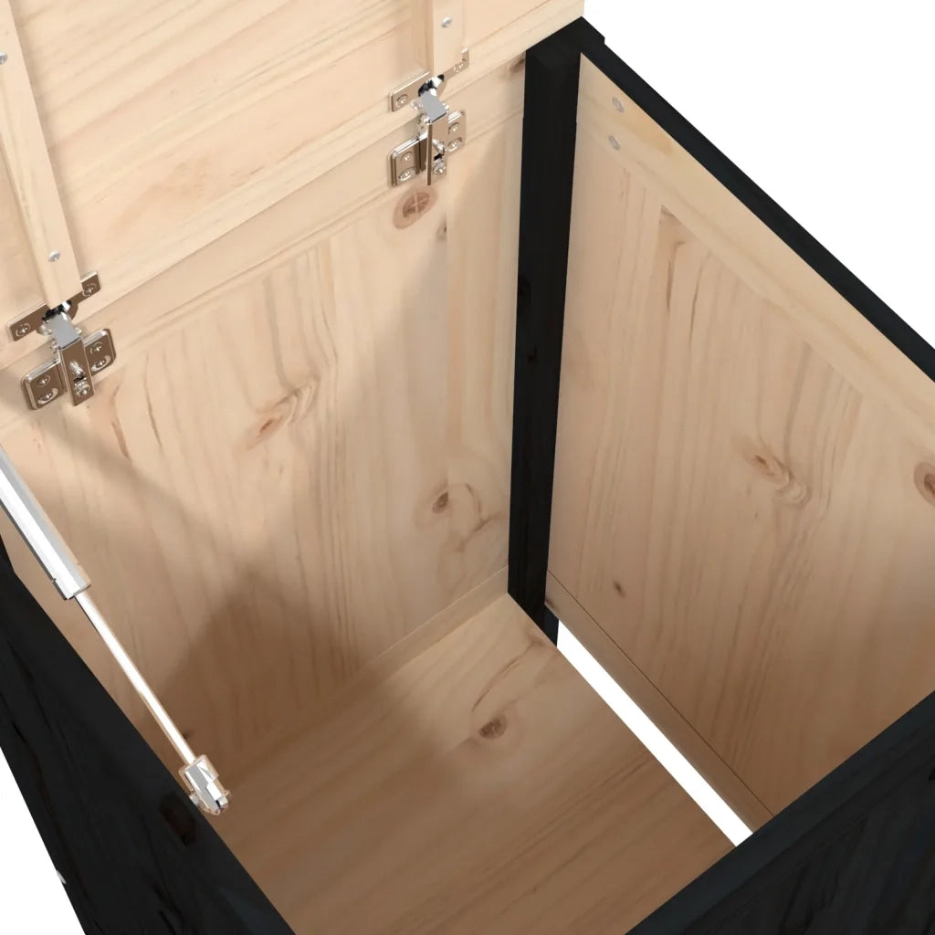 Contenitore per Bucato Nero 44x44x76 cm Legno Massello Pino 823578