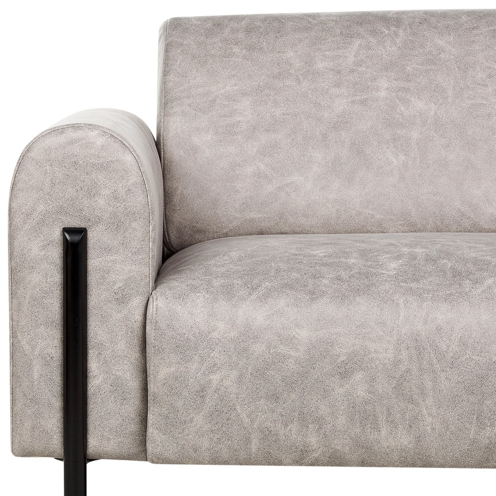 Divano 3 posti rivestito in tessuto effetto pelle grigio schienale regolabile stile moderno