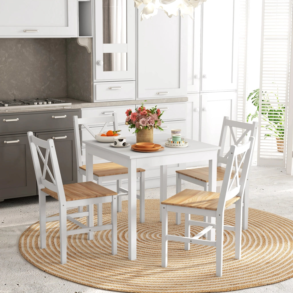 Sedia da pranzo design moderno ¨C Zephmum ¨C Struttura in legno, rivestimento in tessuto grigio, 4 pezzi