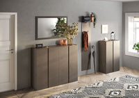 Mobile Multiuso 4 Ante con 10 Ripiani 140x35x111 cm Frame Bronzo e Mercure
