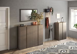 Mobile Multiuso 4 Ante con 10 Ripiani 140x35x111 cm Frame Bronzo e Mercure