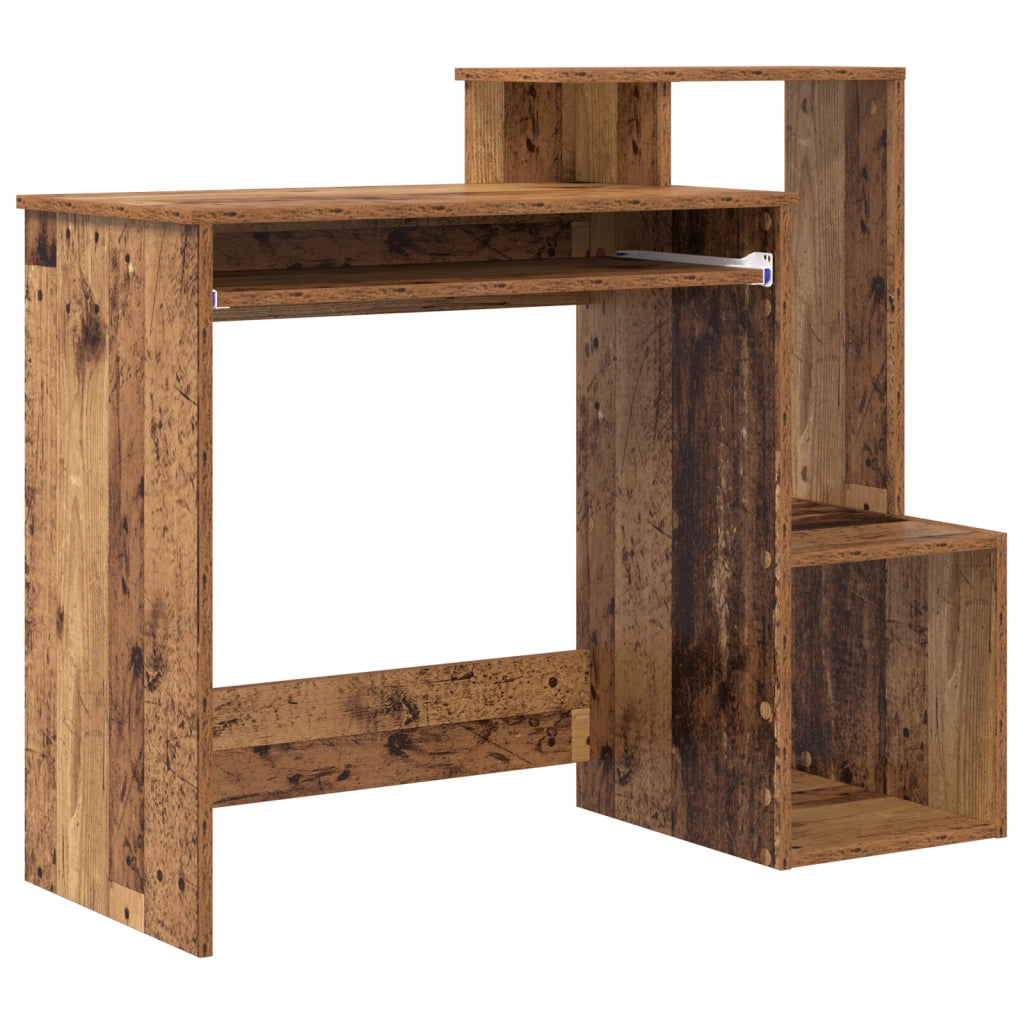 Scrivania Marrone per Computer Legno Vecchio Legno Ingegnerizzato