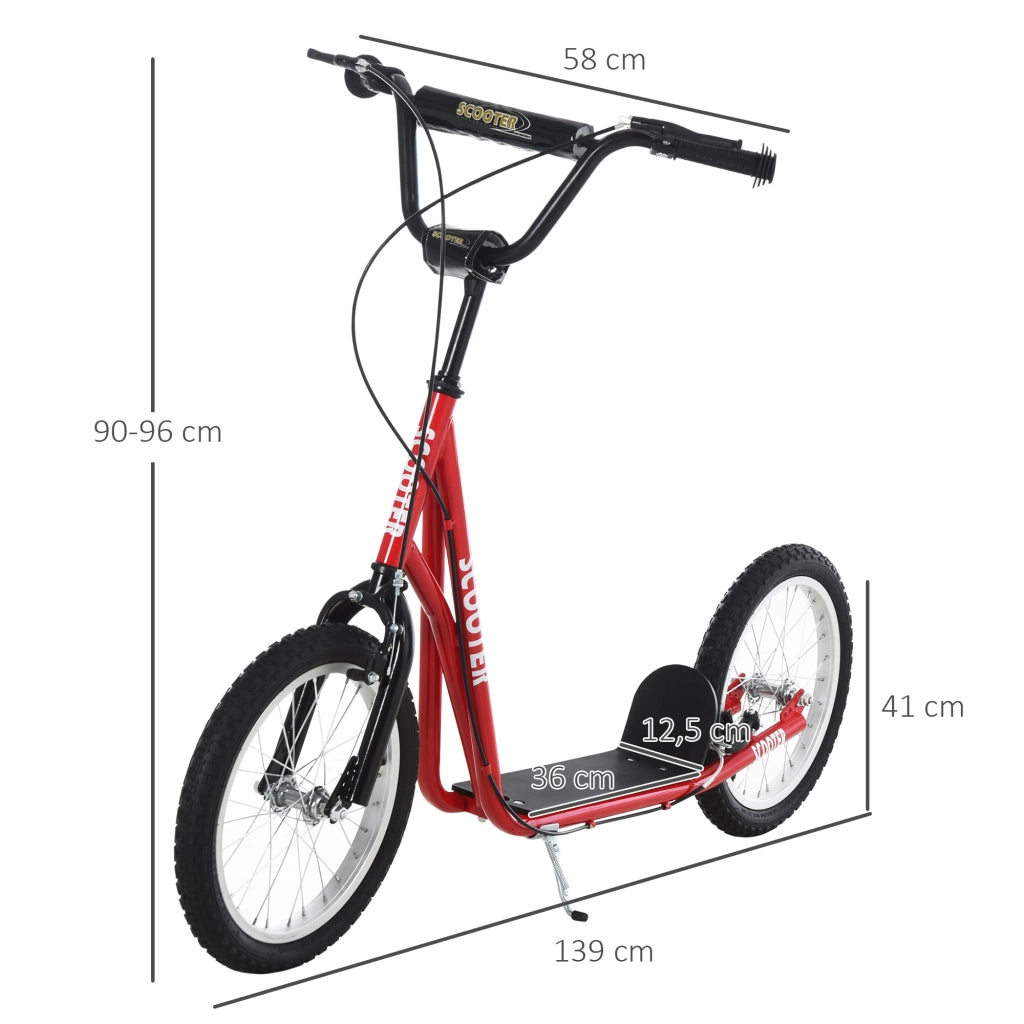 Monopattino per Bambini e Ragazzi ¨C Xylo ¨C Ruote 16' Gomma Gonfiabile, Manubrio Regolabile, Doppio Freno, Rosso