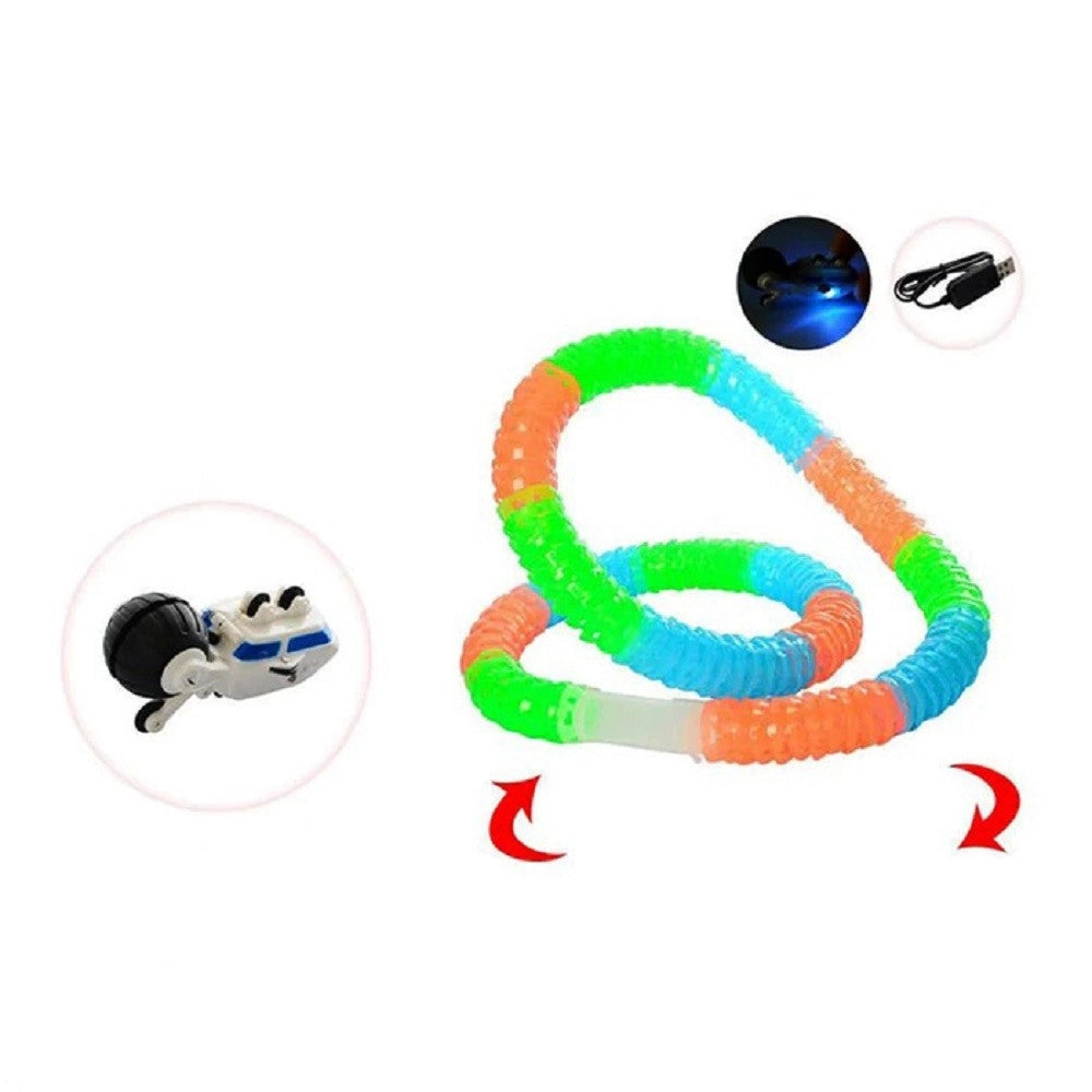 Trade Shop - Set 243 Pezzi Pista Luminosa Led Ad Anello A 360° Carri A Binario Auto Q-wj668 -