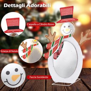 Pupazzo di Neve Illuminato, Decorazione Natalizia con 75 Luci LED, Cappello Rosso e Sciarpa, per Giardino, Cortile e Prato
