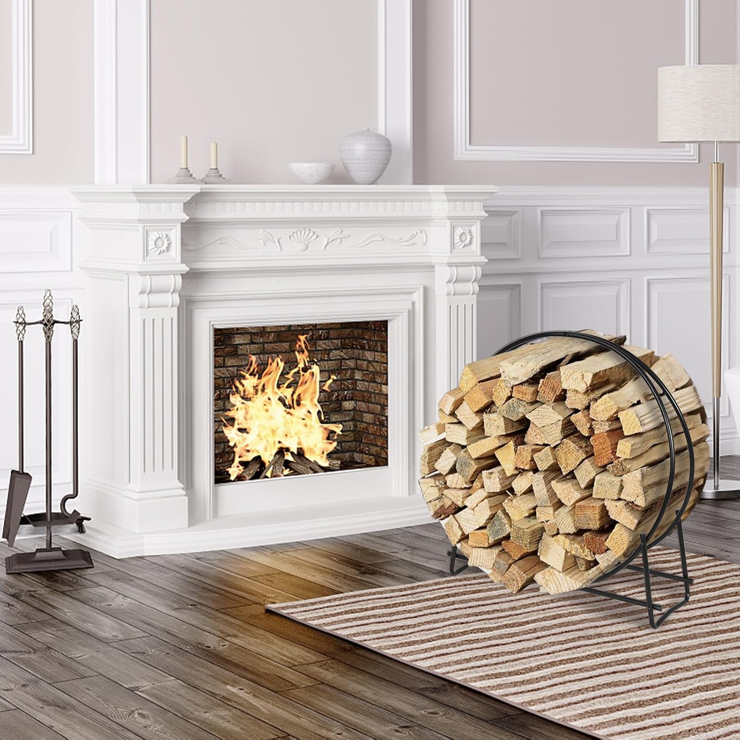 Portalegna da Interno ed Esterno, Porta Legna per Camino in Acciaio Resistente, Portalegna da Ardere per Caminetto e Braciere, Portata 200 kg