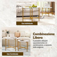 Set di Tavolini da Caffè Rotondi da 2 Pezzi, Tavolini Impilabili con Struttura in Metallo Robusta e Piedini, Ideale per Soggiorno, Ufficio e Balcone