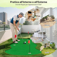 Putting Green, Tappetino da Interno per Putting con 3 Buchi e Palline da Golf, Tappetino da Golf per Casa, Ufficio, Giardino e Patio, 300 cm x 150 cm