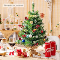 Mini Albero di Natale 60/90 cm, Albero di Natale Piccolo con Rami in PVC,12/15 Grappoli di Bacche Rosse, per Casa, Ufficio e Negozio (60 CM)