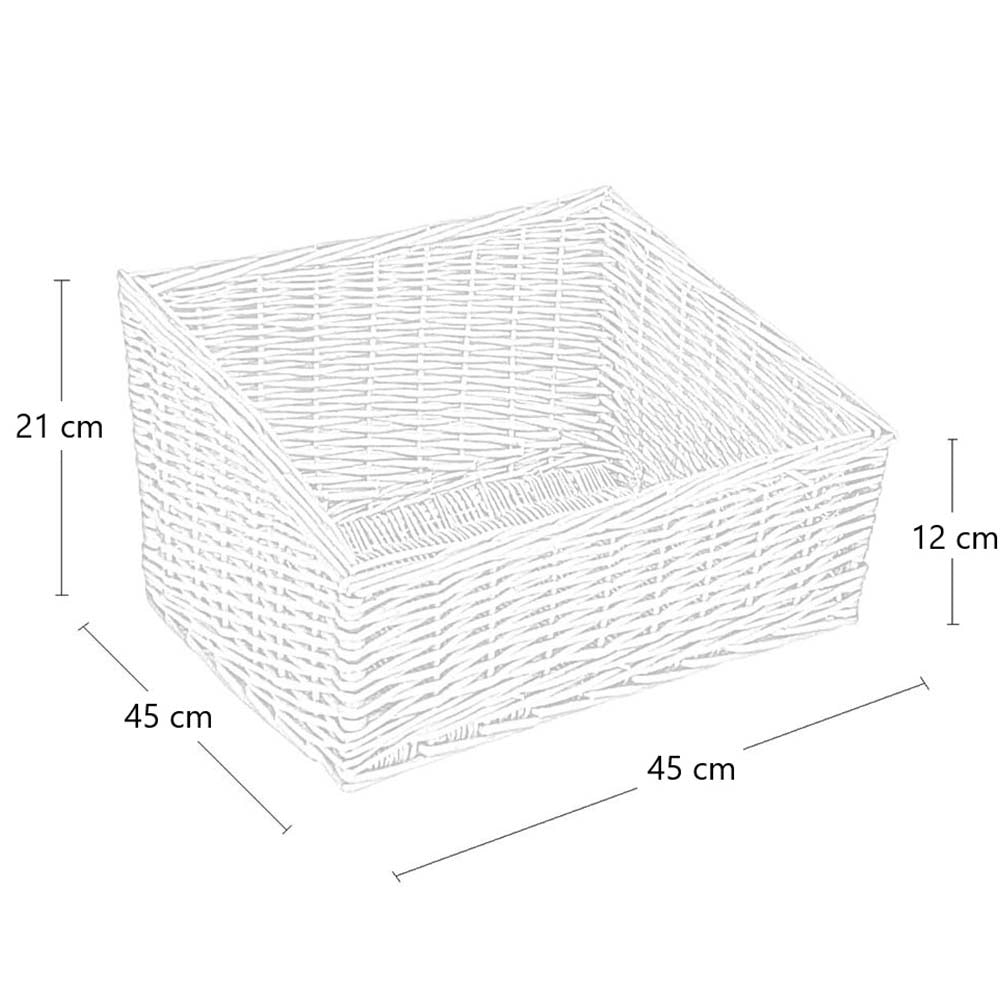 Cesta espositore portapane in vimini quadrato cm 45 x 45 h 21
