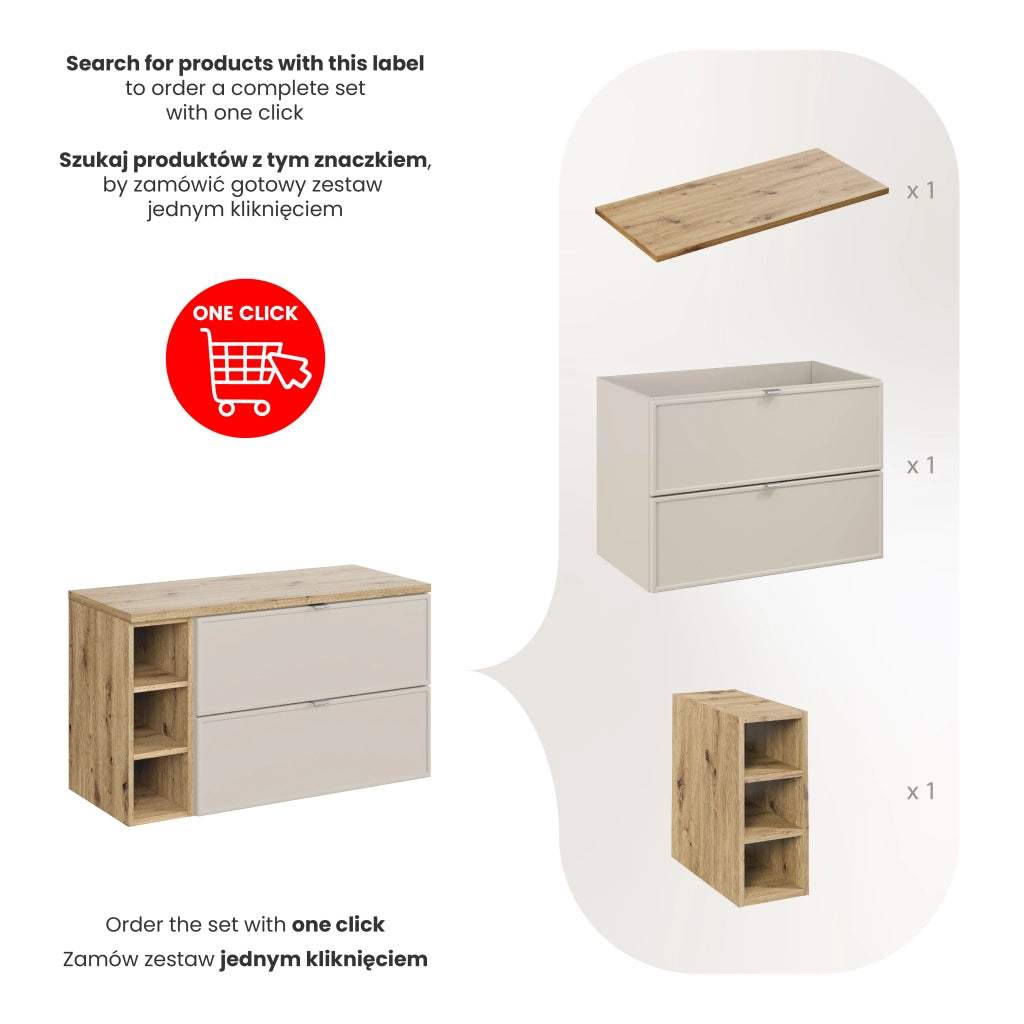 Set mobili bagno 100 cm con piano Bella Cashmere 100 cm