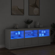 Credenza con Luci LED Bianca 181,5x37x67 cm 3209002