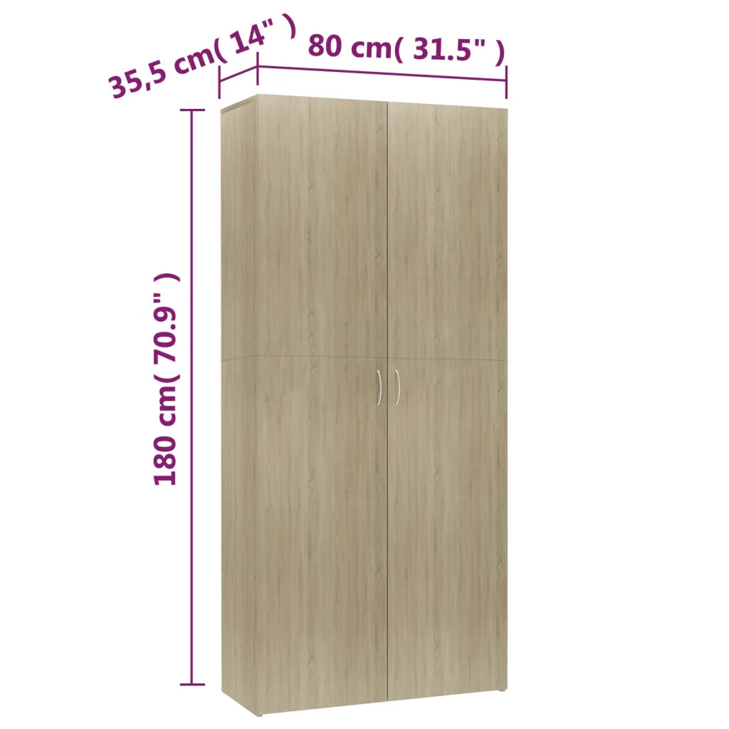 Scarpiera Rovere Sonoma 80x35,5x180 cm in Legno Multistrato 800291
