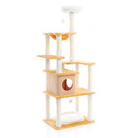 Fudajo Albero tiragraffi per gatti 164cm bianco/marrone con sisal e cuccetta