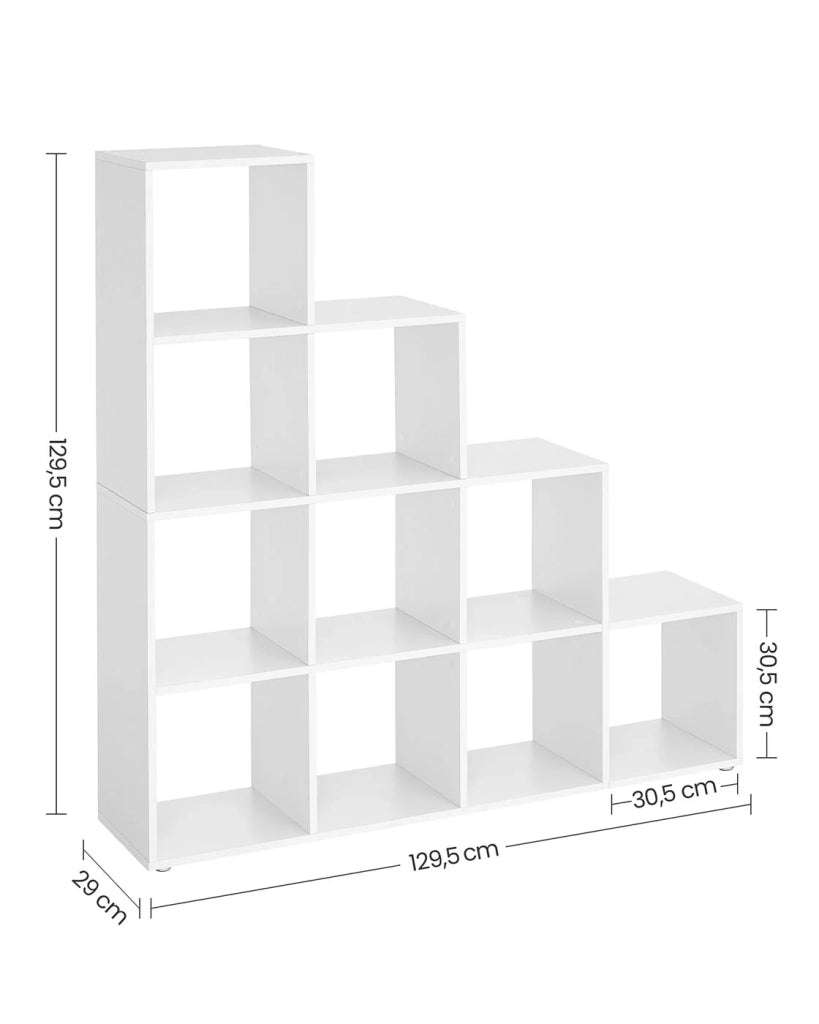 Scaffale Staircase contenitore a 6 scomparti per libreria 129,5 x 29 x 129,5 cm soggiorno camera da letto bianco 12_0005761