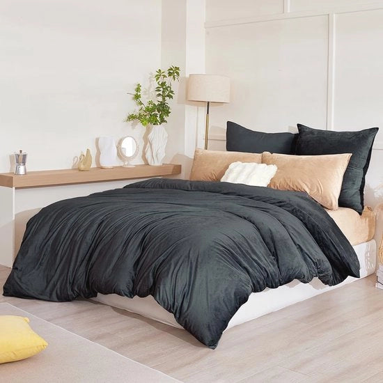 Set di coperte a flanella 220 x 240 cm con cuscini di piuma - Piuma teddy microfibra Fleece