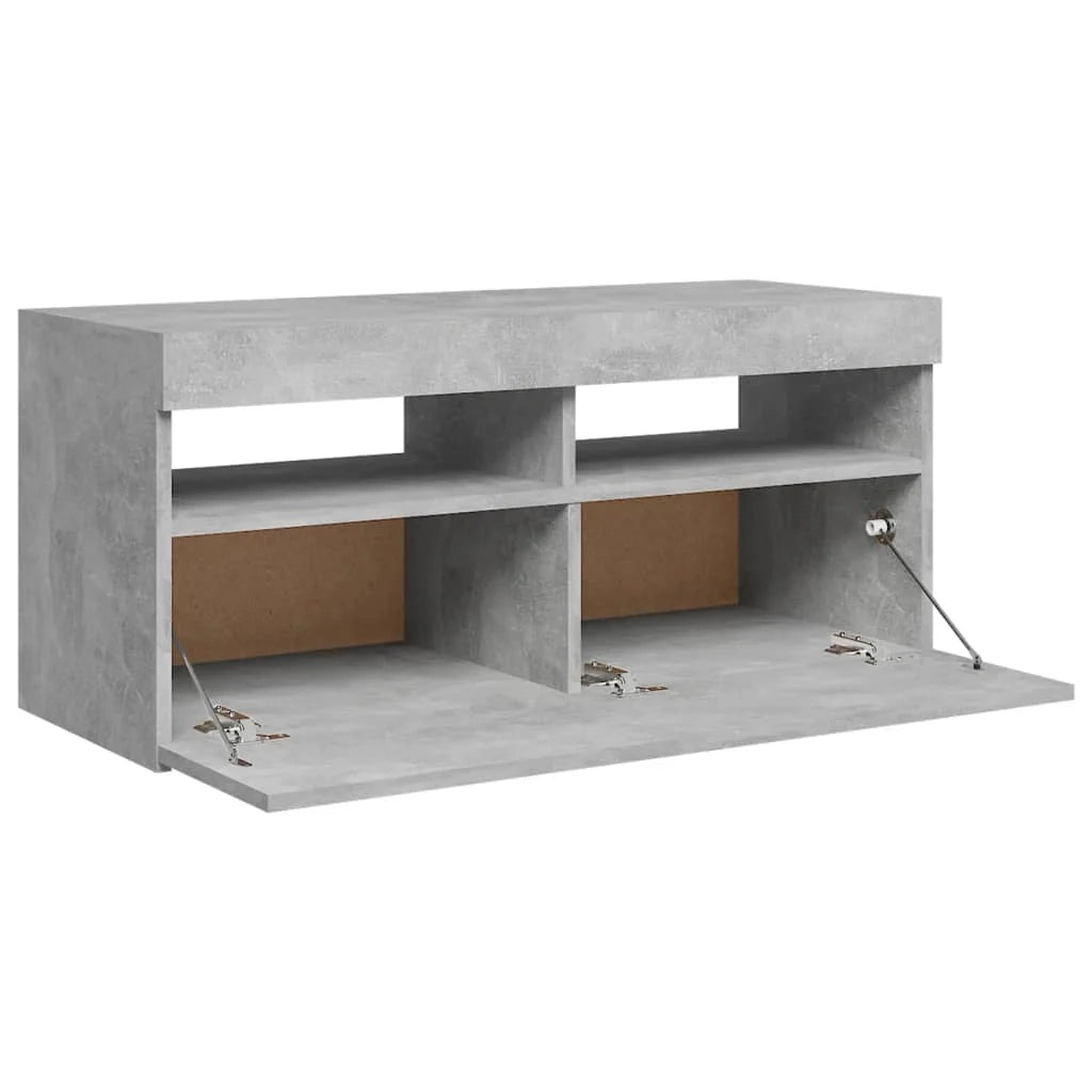 Mobile TV multimediale mensola TV credenza mobile TV per sala da pranzo soggiorno camera da letto con luci LED 90 x 35 x 40 cm grigio 02_0026624