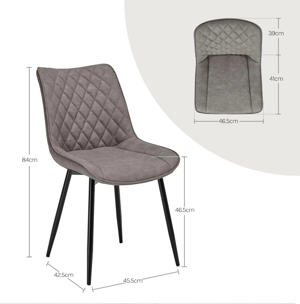 set di 4 sedie sala da pranzo sedie cucina moderne sedie imbottite Adatte per Sala Pranzo, Soggiorno, Camera da Letto Estetica in Ecopelle Grigio scuro Metallo BH210dgr-4
