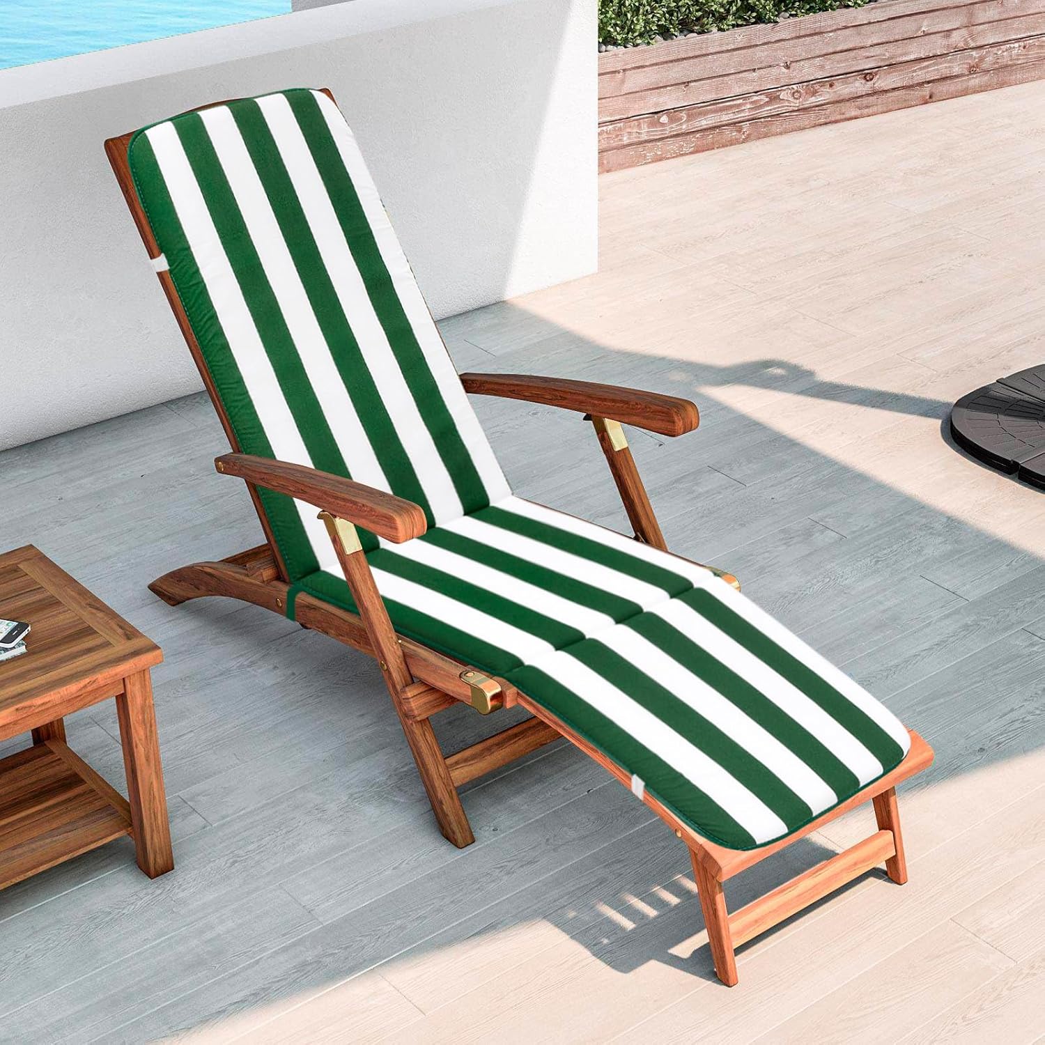 Cuscino Sdraio Poltrona Morbido A Righe Copri Lettino Prendisole Pieghevole Made In Italy Verde