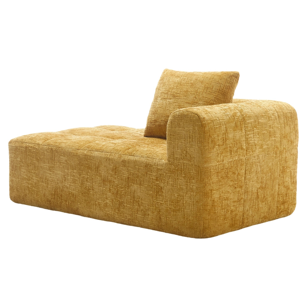 Divano Chaise Longue con Cuscini ¨C MINIMAL ¨C Giallo, Tasche Laterali