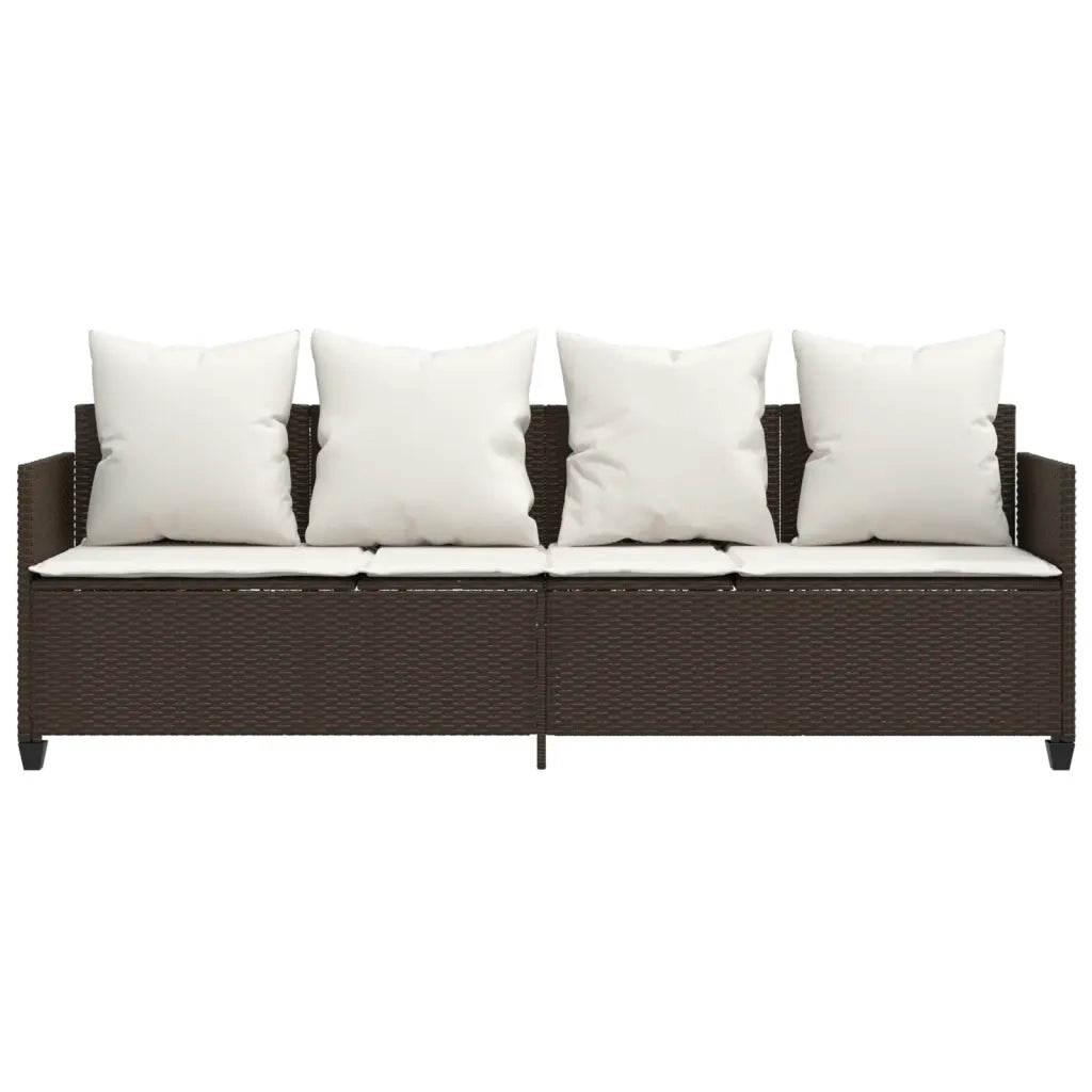 Lettino Prendisole con Cuscini MarroneÂ in Polyrattan