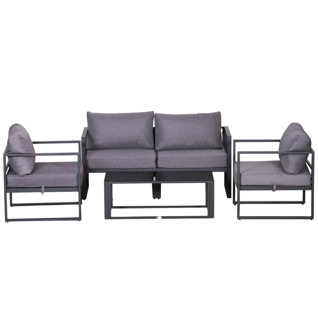 Set Giardino 4 Pezzi con Divano e Tavolo ¨C Zephmum ¨C Grigio, Polyester, 138x69x63 cm