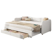 Letto Estraibile 90x200 cm e 180x200 cm; con Cassetti; USB e Type-C in Velluto Beige