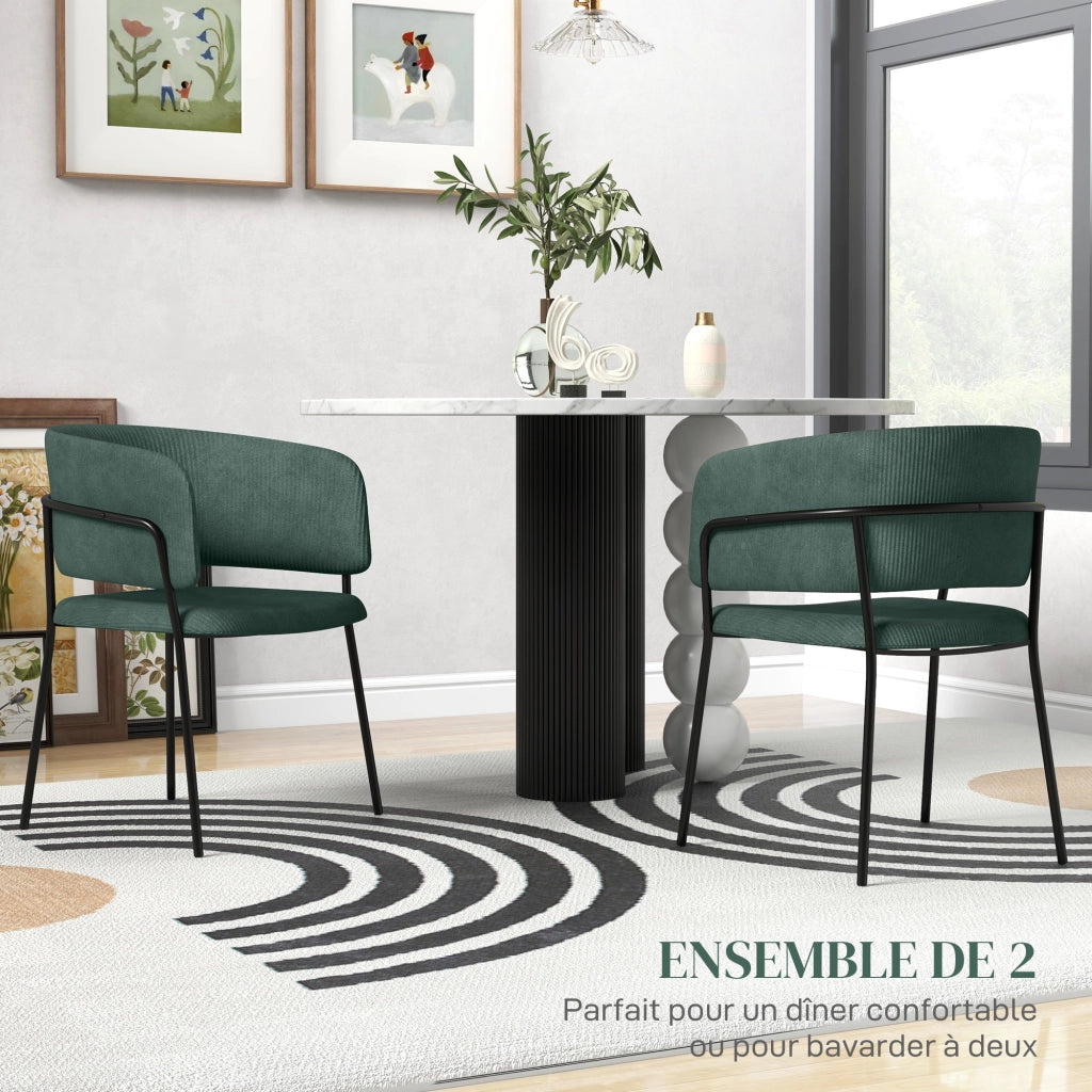 Sedie da pranzo ¨C zephmum ¨C Verde, Tessuto Velluto, Struttura in Metallo
