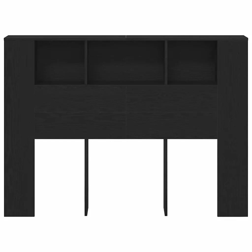 Testata del letto-Testiera con Contenitore Rovere Nero 140 x 19 x 104,5 cm