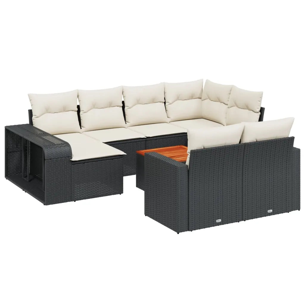Set Divani da Giardino 11 pz con Cuscini in Polyrattan Nero