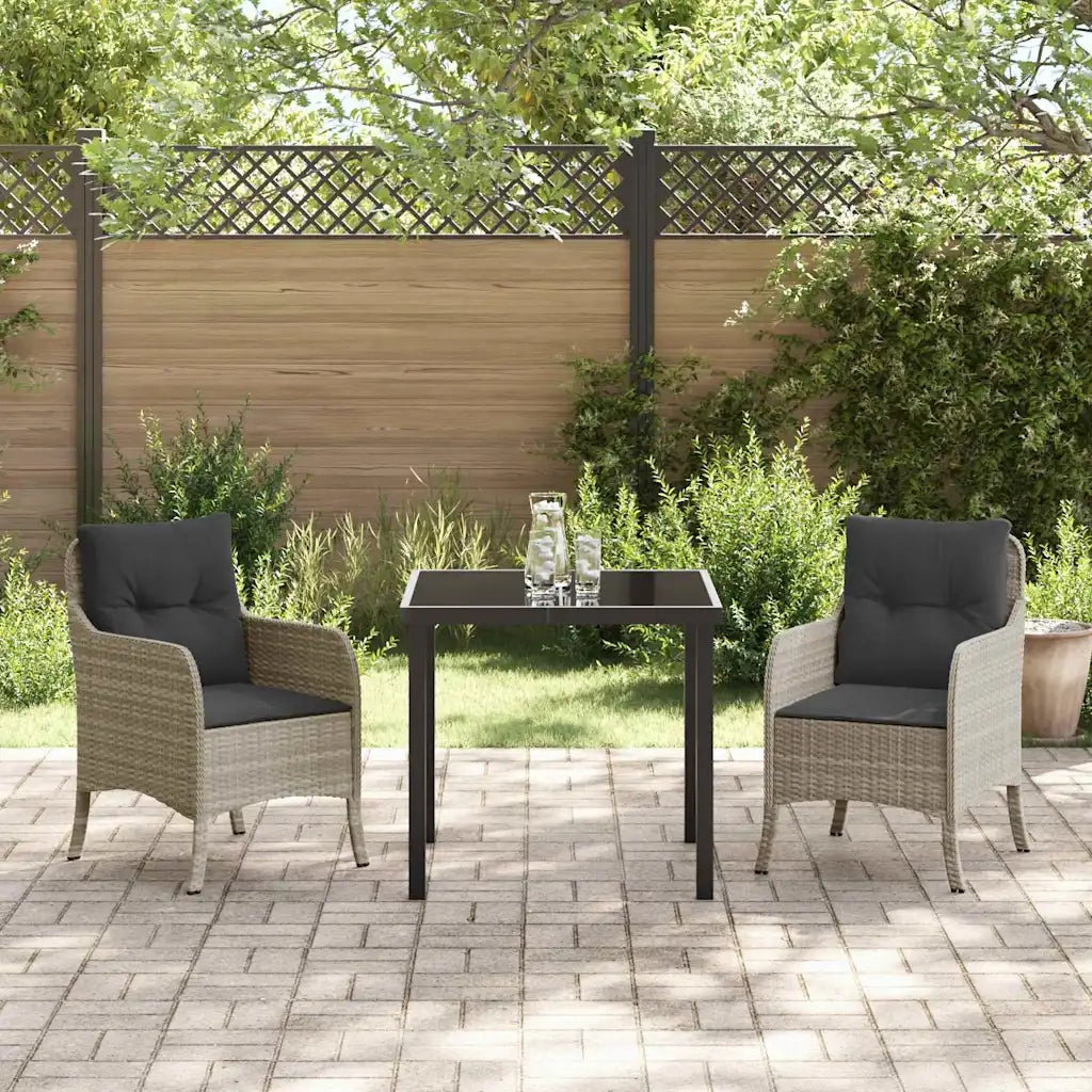 Set da Pranzo per Giardino 3 pcs Grigio chiaro polyrattan 3380183