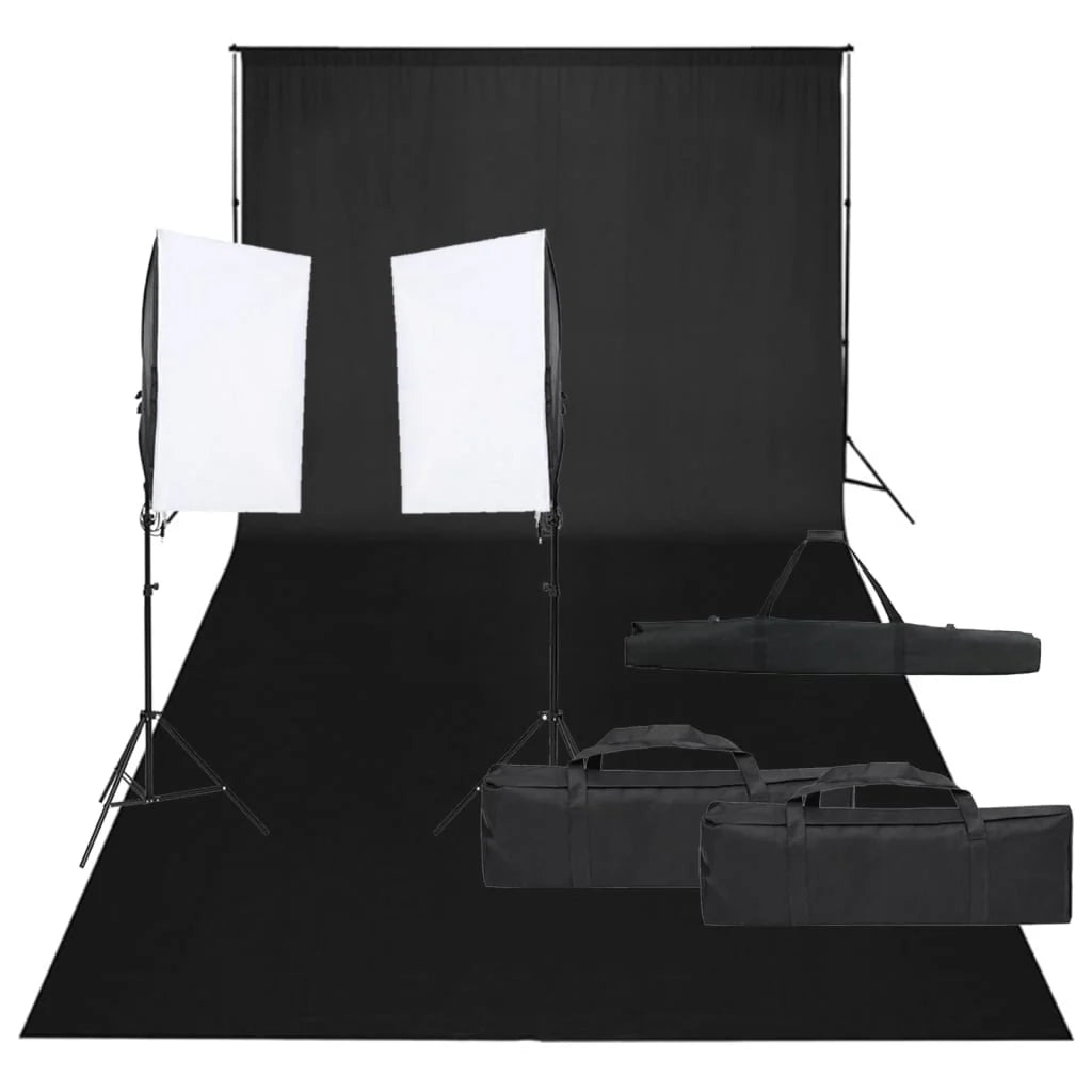 Kit per studio fotografico con illuminazione e fondale nero 02_0042427