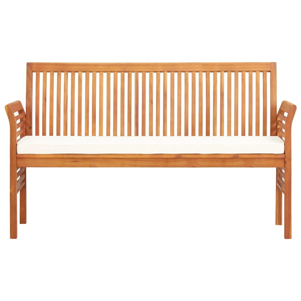 Panca da giardino mobili da esterno per patio panca da terrazza a 3 posti con cuscino 150 x 60 x 90 cm legno massello di acacia 02_0011315
