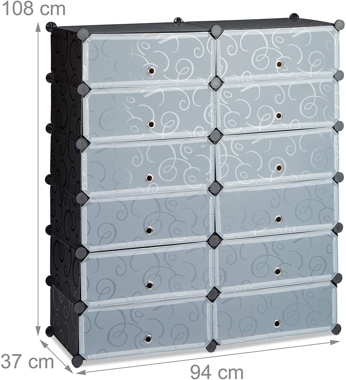 Scarpiera scaffale armadio portaoggetti con 12 armadietti 24 paia nero 13_0001634_3