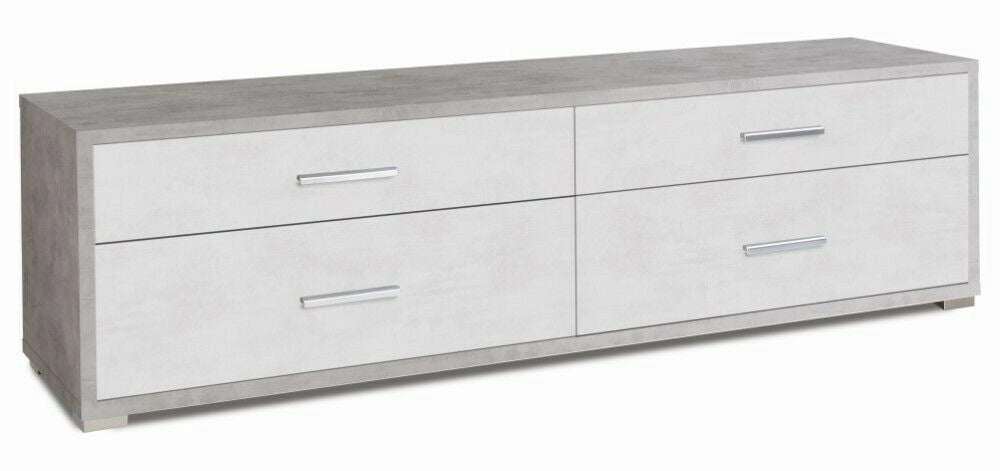 Mobile Madia 4 cassetti H50 L179 P47 Cm struttura Cemento frontali Bianco ossido Db805k Sarmog