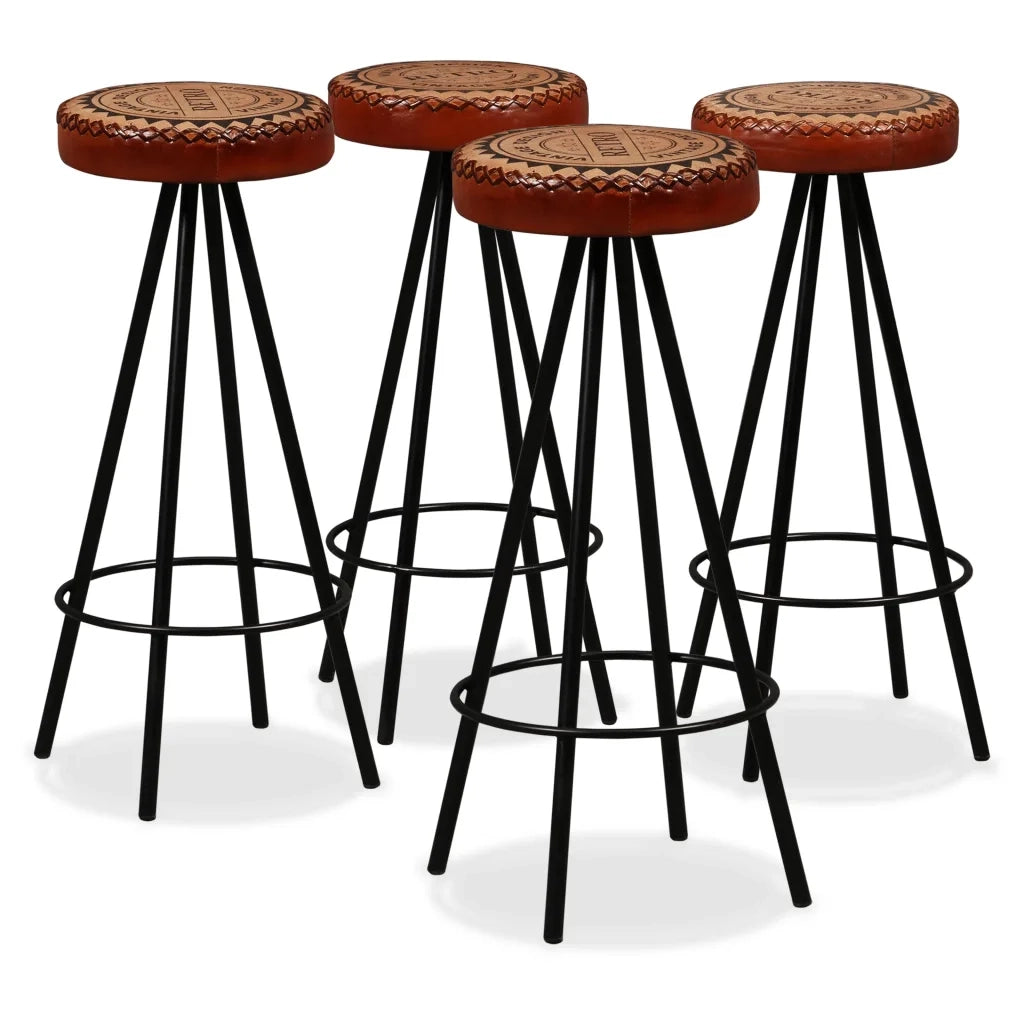 Set da Bar 9 pz in Legno Massello di Recupero Vera Pelle e Tela cod mxl 60752