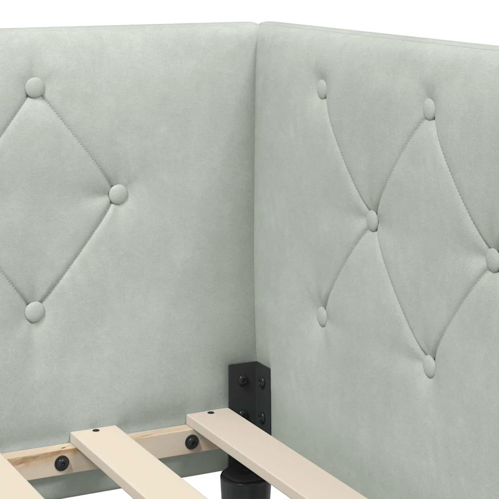 Cornice del letto ad angolo Grigio chiaro 80 x 200 cm Velluto 3394134