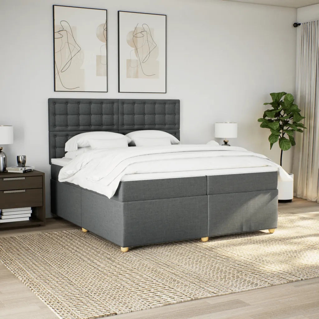 Giroletto a Molle con Materasso Grigio Scuro 200x200 cm Tessuto 3291402