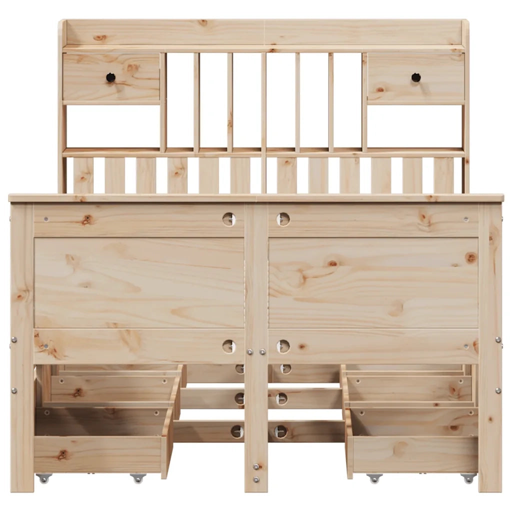 Letto Libreria senza Materasso 135x190 cm in Legno di Pino 3308936