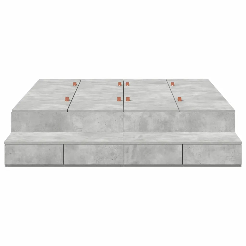 Struttura letto con contenitore con porta Grigio cemento 150 cm 3335648