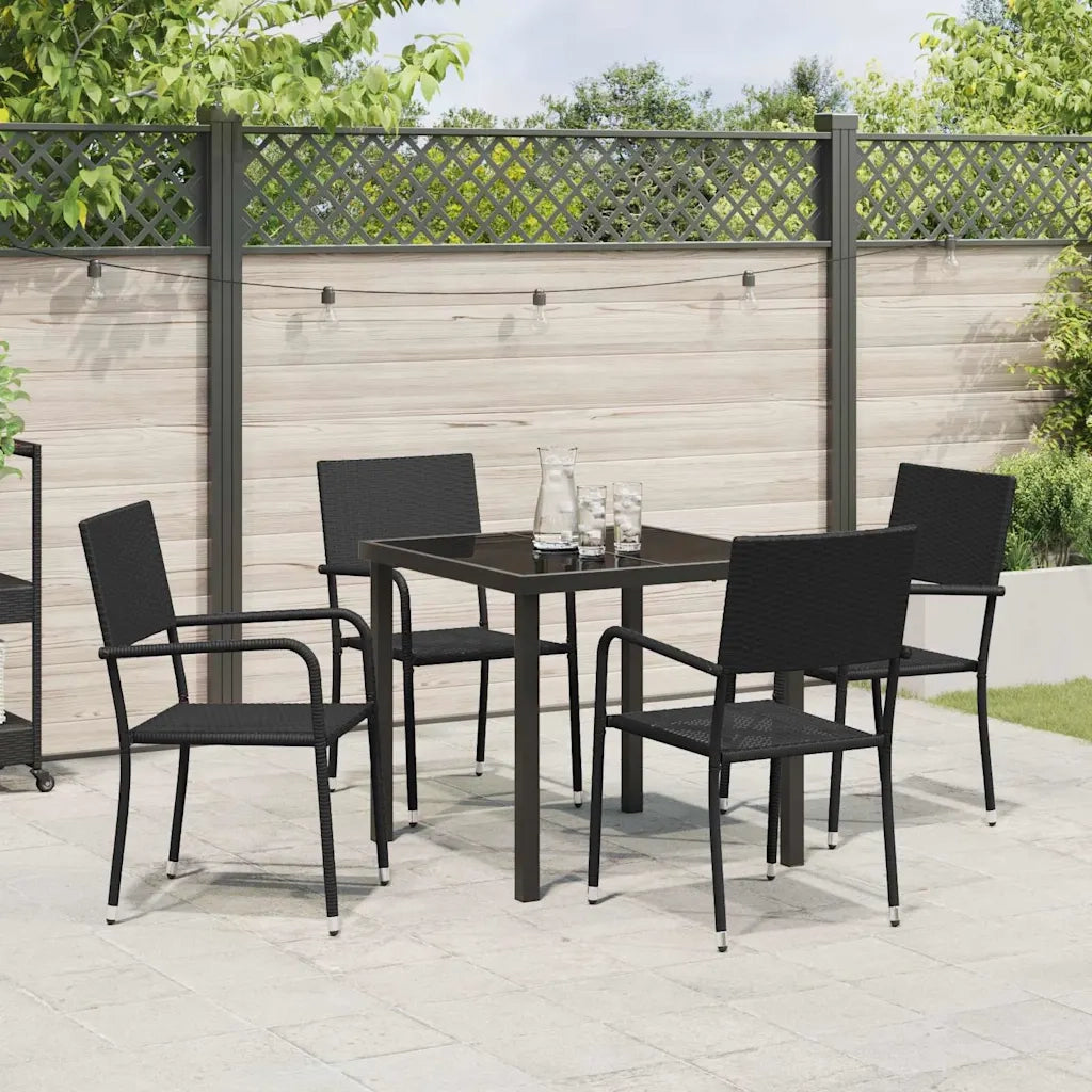 Set da Pranzo per Giardino con cuscino 5 pcs Nero polyrattan 3380037