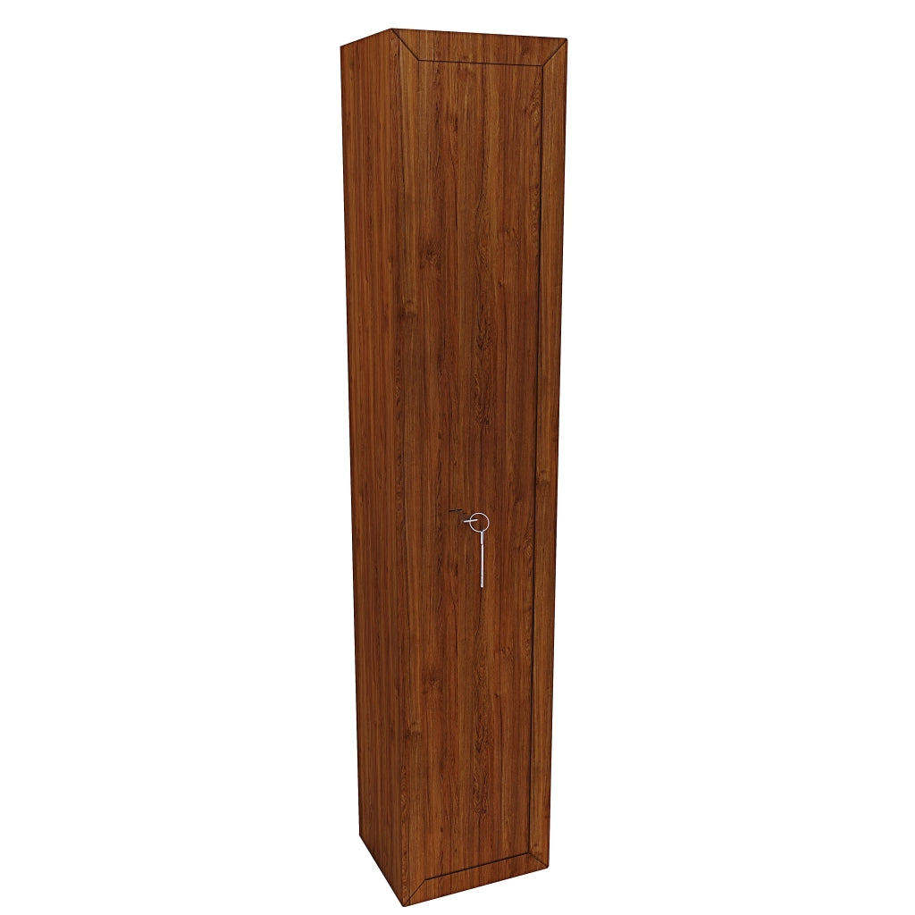 Armadio Portafucili Blindato Per Armi In Acciaio Effetto Legno Con Cassetto Tesoretto Serratura E Chiave A Doppia Mappa Cassaforte Sicura (4 Posti) Marrone