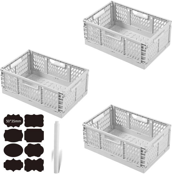 Set di Scatole di Archiviazione Grande - Stabile - 3 Pezzi - Bianco - 42*28*16cm