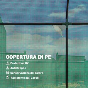 Serra da Giardino 170x68x200 cm Porta Avvolgibile e Finestre a Rete con Rivestimento in PE Verde