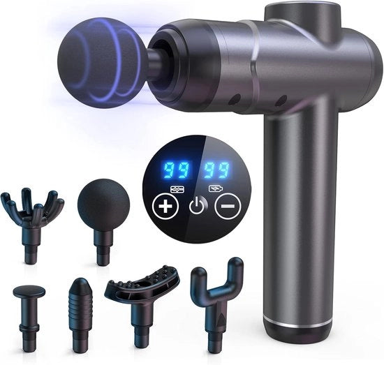 Strumento di massaggio muscolare con 99 velocità - Massaggio muscolare profondo con 6 testine di massaggio e schermo touchscreen a LED