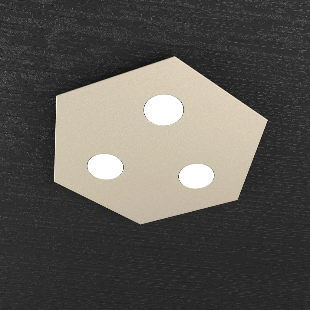 Toplight Plafoniera da soffitto esagonale Hexagon 3 luci max 9W con attacco GX53, struttura colore sabbia, design moderno 40x46x3cm