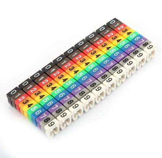 Etichette per cavi - Kit di 100 pezzi - KCM 4 mm 4 mm² - Etichette per cavi - Ideali per la gestione dei cavi - Materiale plastico