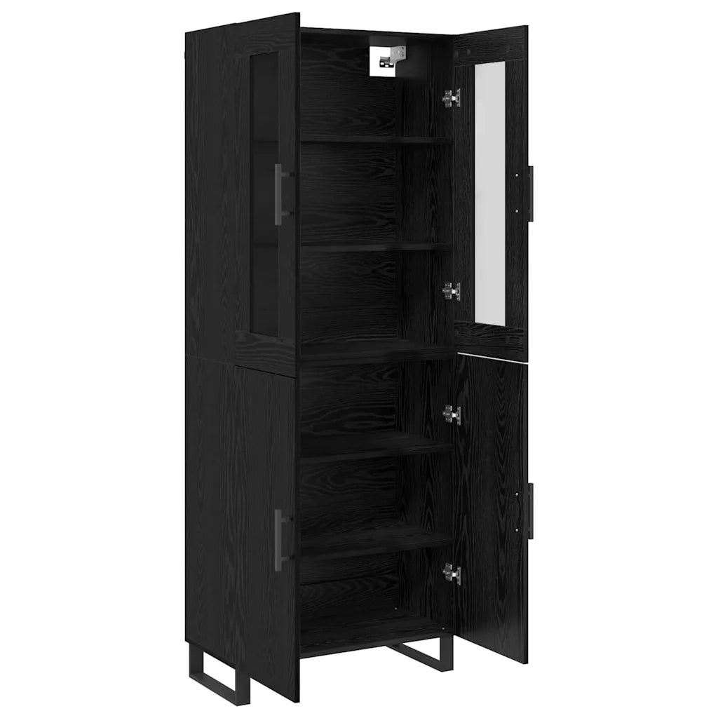 Credenza 2 pz-Set di 2 Buffet-Armadio da cucina Rovere nero Legno multistrato 388822