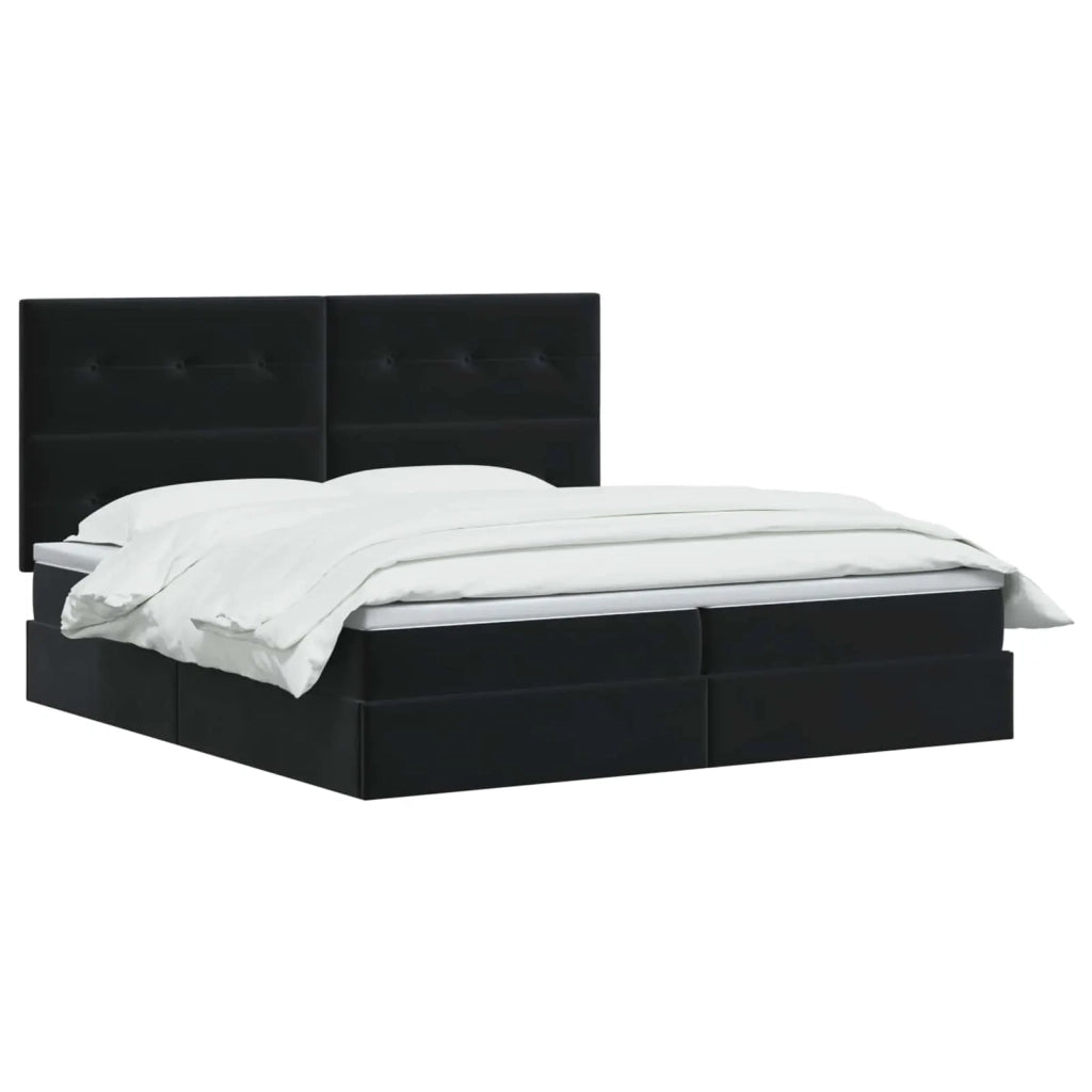 Letto con contenitore LED e materasso Nero 200 x 200 cm Velluto 3460154